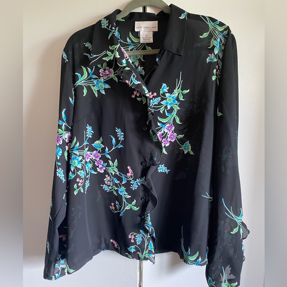 Susan Grave Long Sleeve Floral/Black Blouse